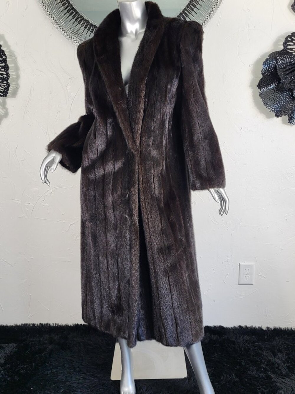 $5000 APPRAISAL~L~VINTAGE BROWN RANCH GENUINE REAL FULL LENGTH MINK FUR COAT - Picture 9 of 16